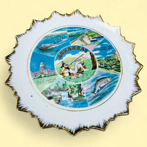 Vintage Mid Century State of Arkansas Collectible Souvenir Plate 8.25”